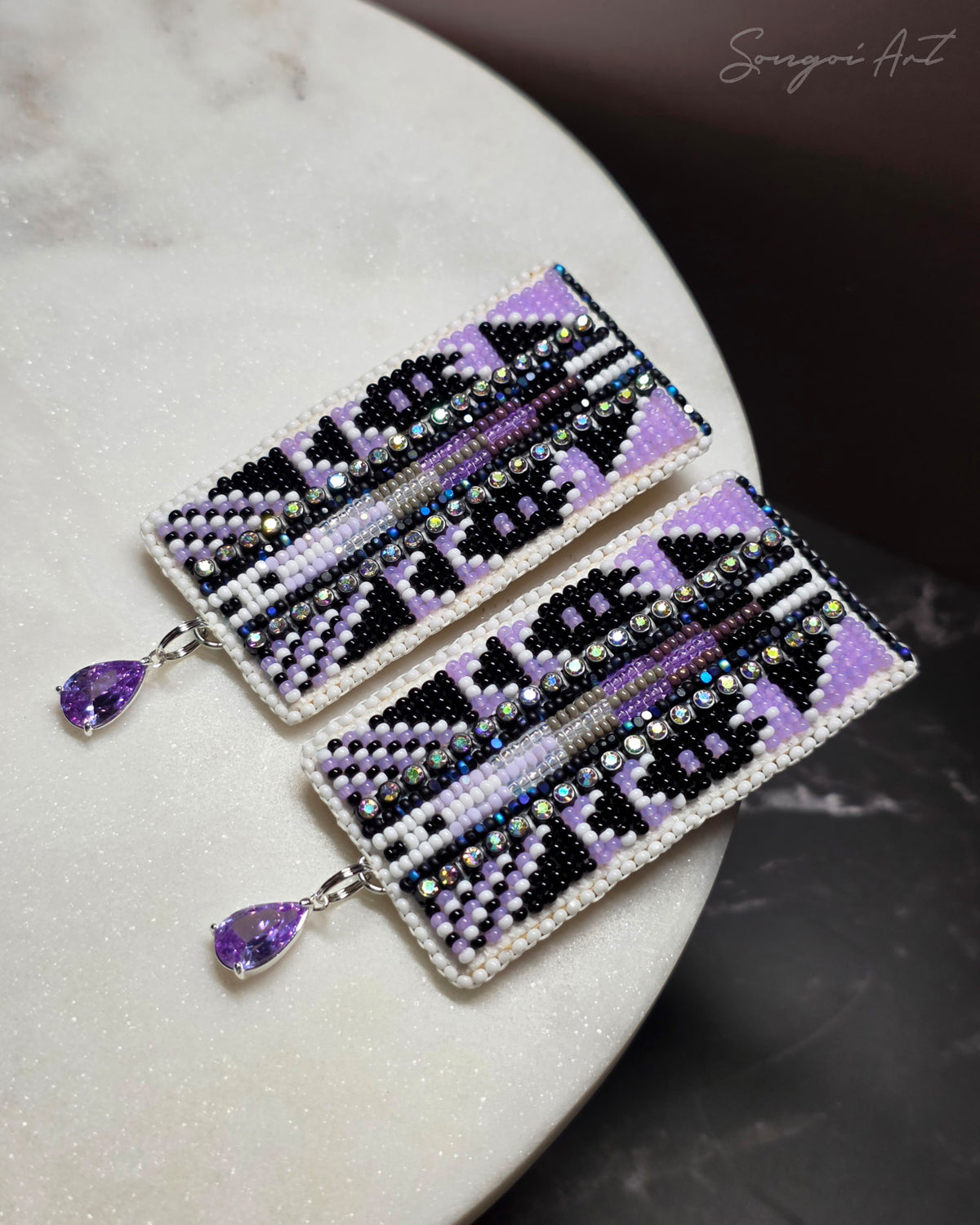 Violet Starlight Geometric Earrings
