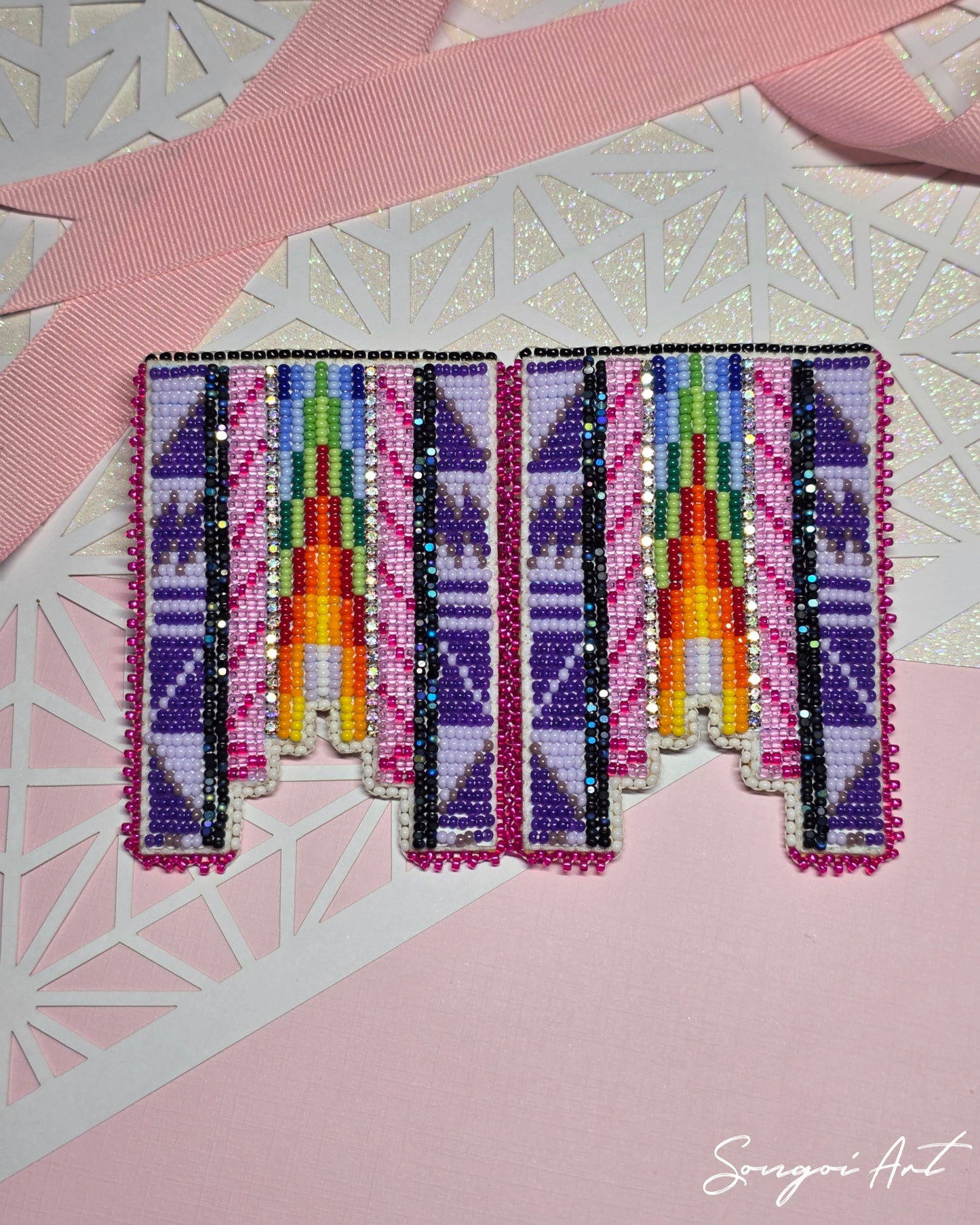 Purple Signature Geometric Earrings ll