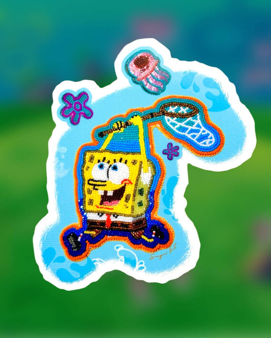 Spongebob Jellyfish Hunting - Beadwork Sticker