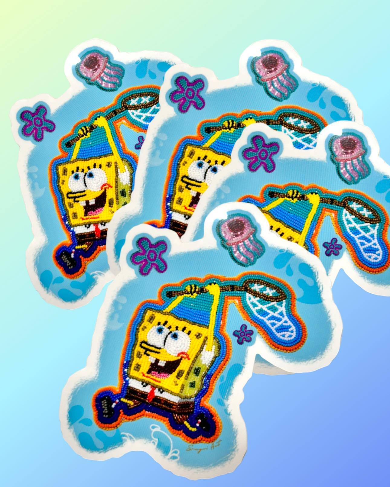 Spongebob Jellyfish Hunting - Beadwork Sticker